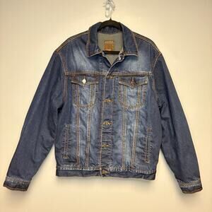 Roper Fleece Lined Dark Wash Mens Workwear Distressed Denim Jacket‎ Sz M